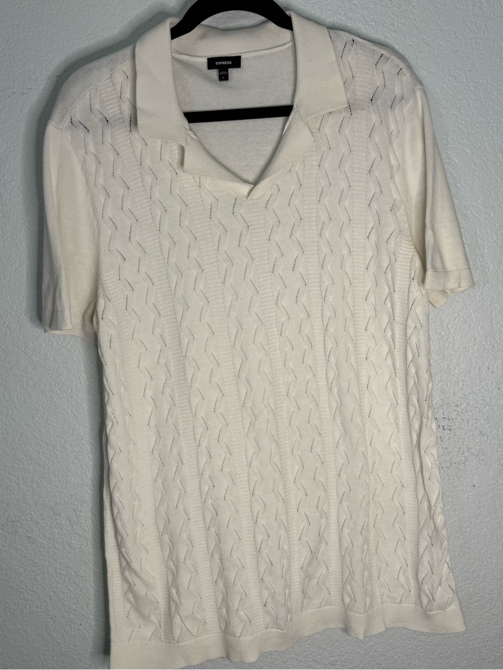 Express Cream Short-Sleeve Knit Polo for Men